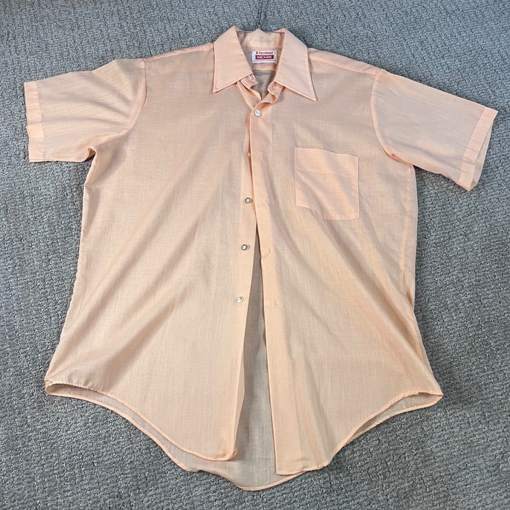 Vintage Kentfeild Debonaire Peach Short Sleeve Button up ADULT